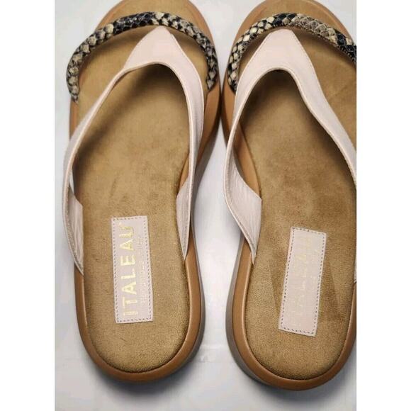 Italeau Zabri Sandals Platform Slip on Flip Snake Skin Leather Made in Italy 8 - Picture 7 of 10